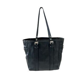 Coach Vintage Black Structured Leather Zip Close Tote Shoulder Bag
